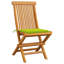  Chaises de patio avec coussins vert vif, 2 pièces en bois de teck massif