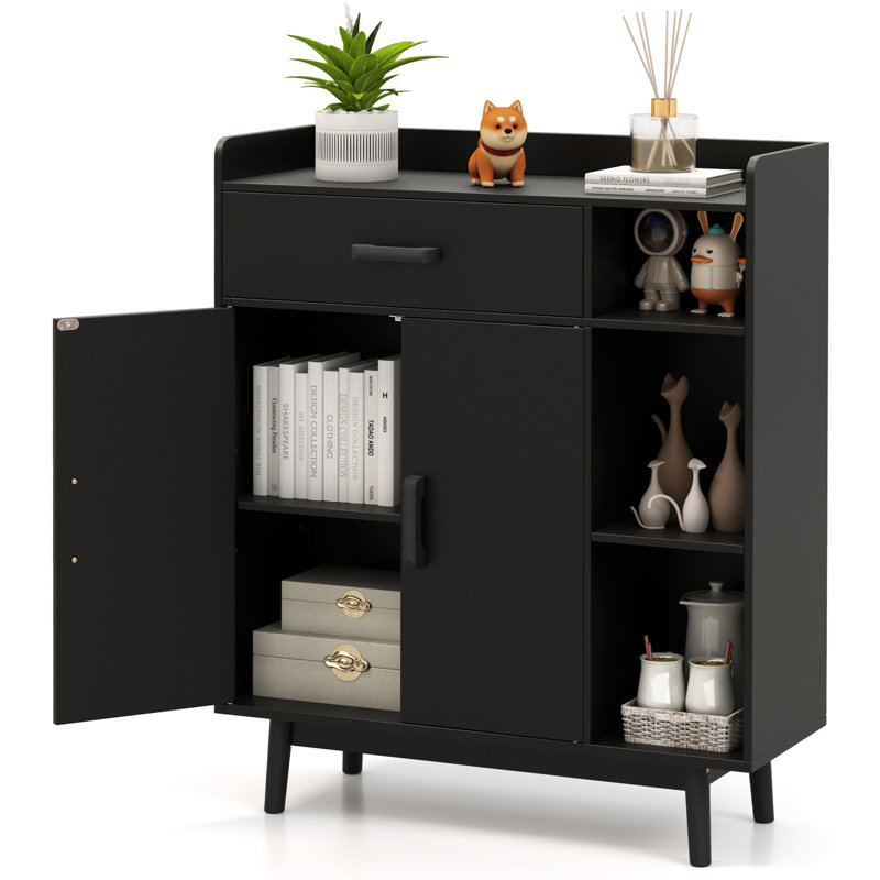  Armoire de rangement sur pied avec 1 tiroir, 2 portes et 3 tablettes