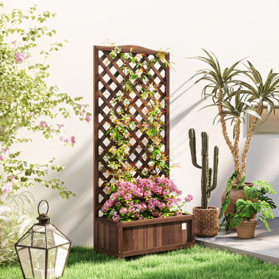 Wood Raised Garden Bed with Trellis