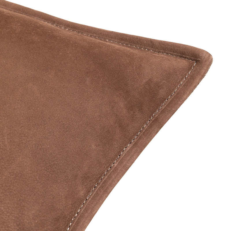 Trenton Pillow Cover, Nubuck Tobacco, Square 22"