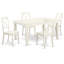 Ensemble de table à manger 5 pièces pour 4 personnes comprenant une table de salle à manger rectangulaire avec rallonge papillon et 4 chaises, blanc lin-535416344