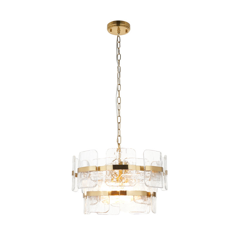 Genevieve 3 - Light Unique/ Statement Chandelier, Brushed Aged Brass & Clear Glass, 3