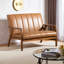 Causeuse brune en simili cuir et bois massif Barbara, H 31,84 po x l 45,02 po x P 29,61 po