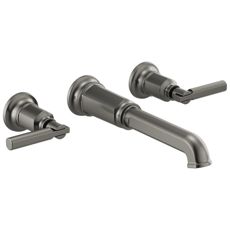Invari Two-Handle Wall Mount Tub Filler, Luxe Steel, Lever