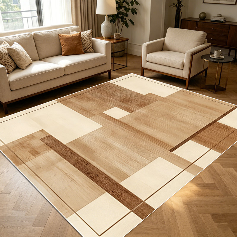 1PC Geometric Wood Grain Abstract area rugs for Living Room, Soft and Comfortable, Suitable for all seasons, easy-to-maintain, machine washable Indoor floor mat, Under Table Farmhouse suitable for Dining Room, Bedroom, Home Office, Entryway, Kitchen