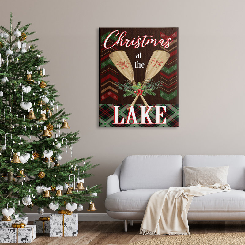 Aw-090-Canvas Christmas At Lake Seasonal Oars On Canvas par ND Art, impression, H 48 po x l 36 po x P 1,5 po