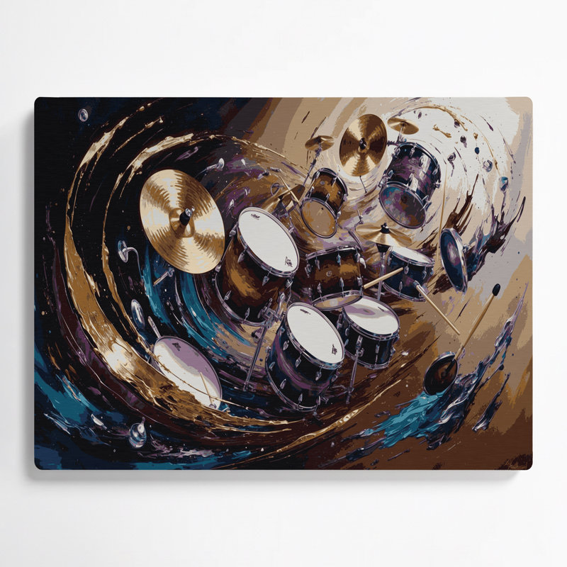 «Music Drums», art mural en métal noir, H 20 po x l 30 po