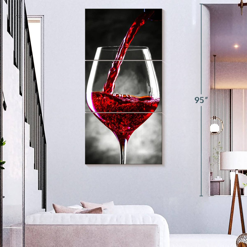 " Red Wine Is Served " by SodaPopArt 3 - Pieces, 39" H x 80" W x 1.25" D