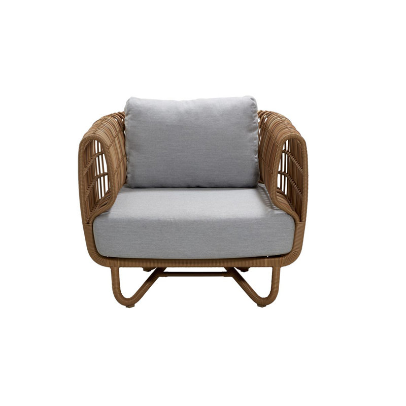 Nest Patio Chair with Cushions, Light Gray, Natural
