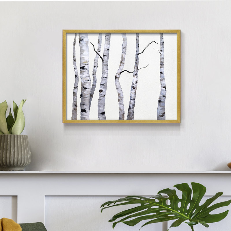 Birch Trees I -Framed Print - Restickable, 11" H x 14" W