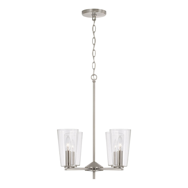 Luminaire suspendu moderne à 4 lumières pour îlot de cuisine Hillarey, Brossé / nickel satiné