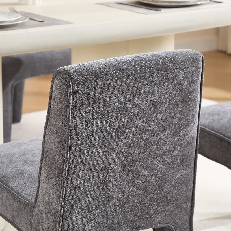 Chenille, ensemble de 2 chaises de salle à manger de style Mid-Century moderne - entièrement assemblé