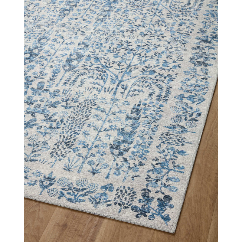 Rifle Paper Co. X Loloi Maison Grove Blue Area Rug, Rectangle 5' x 7'6"