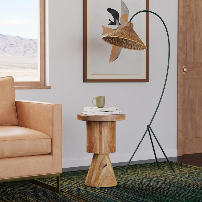 Eleeza 15 in. W Round Solid Wood Abstract Pedestal Base Side Table