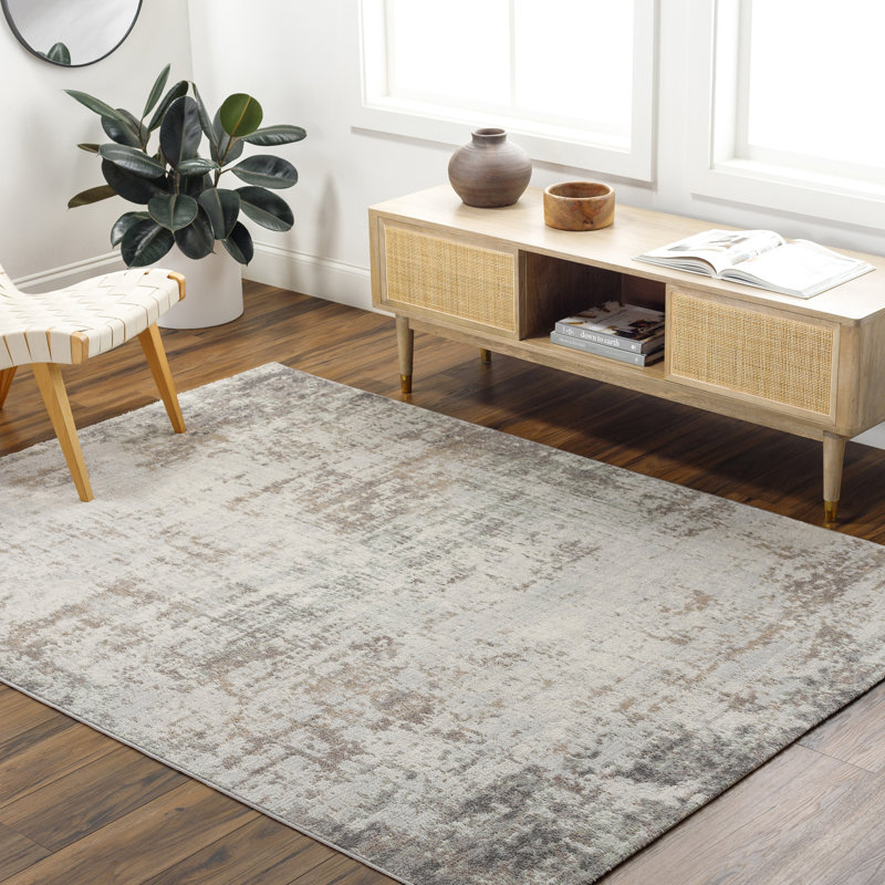 Modern Abstract Cream/Brown/Green, Rectangle 160 x 215cm