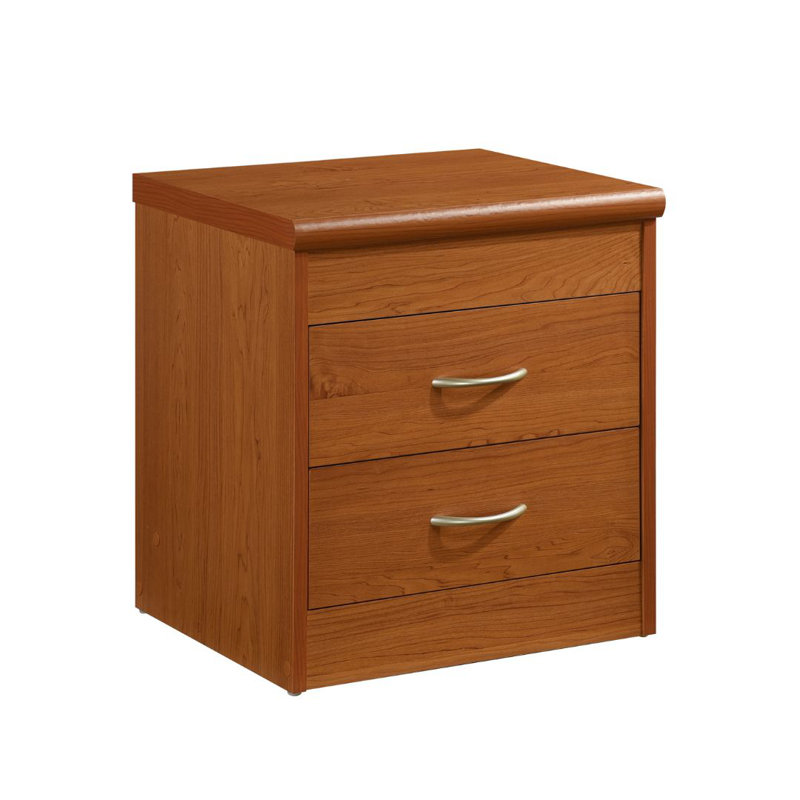 2-Drawer Wood Nightstand 17 inch Wide Bedside Table for Small Space with Storage, , Cherry