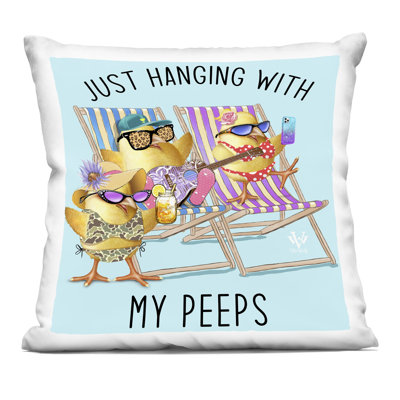 Design de coussin décoratif suspendu Hanging With My Peeps par Jim Baldwin