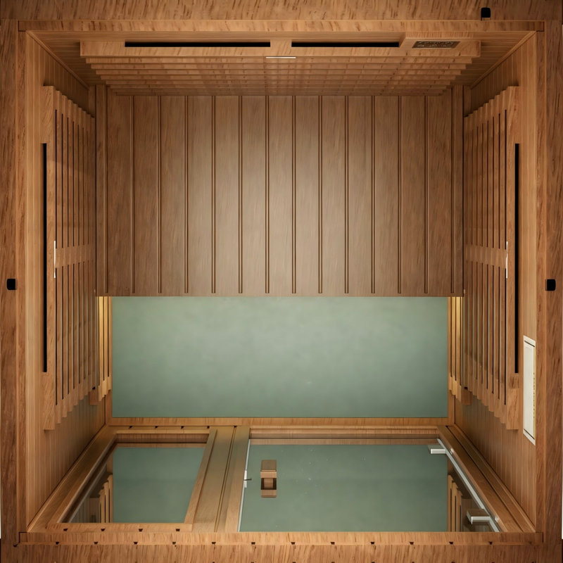 Cabine de sauna infrarouge lointain, sauna intérieur en bois d'okoumé de 1850 W avec 6 panneaux chauffants, Natural