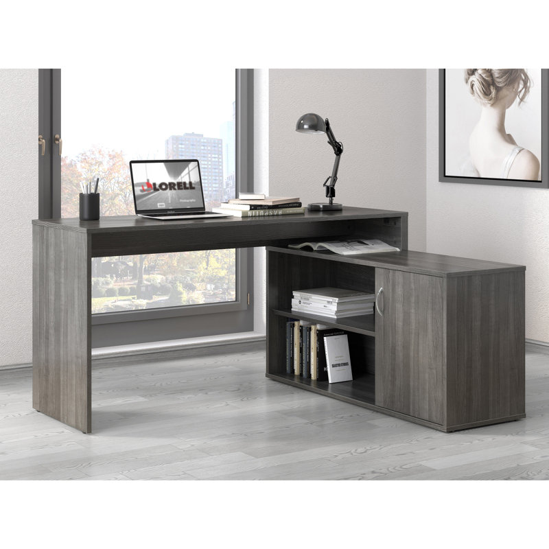 Bureau en L réversible Lys, Gris anthracite patiné