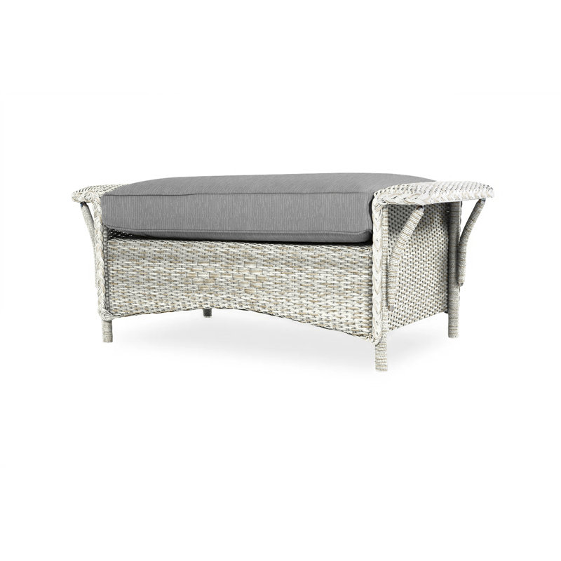 Nantucket Outdoor Ottoman, Canvas Black Sunbrella® Canvas, Antique White