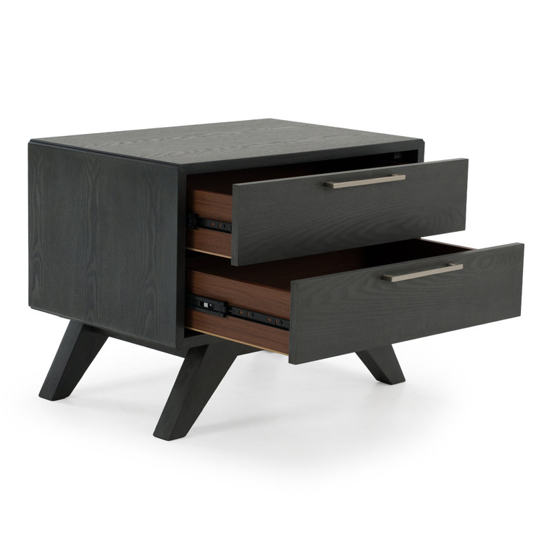Table de chevet 2 tiroirs Glow, Gris délavé
