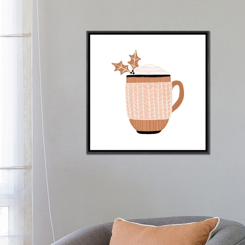 Christmas drink par Orara studio-reproduction d’art, H 26 po x l 26 po x P 1,5 po, Toile avec cadre noir patiné, Pas de tapis