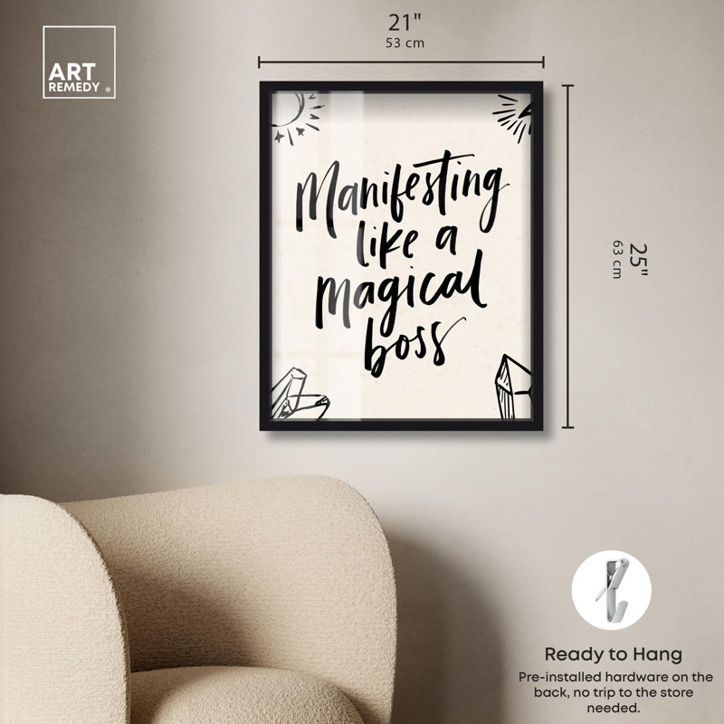 Magical Intention Shadowbox Print Quotes Art Prints par Art Remedy, H 25 po x l 21 po, Noir