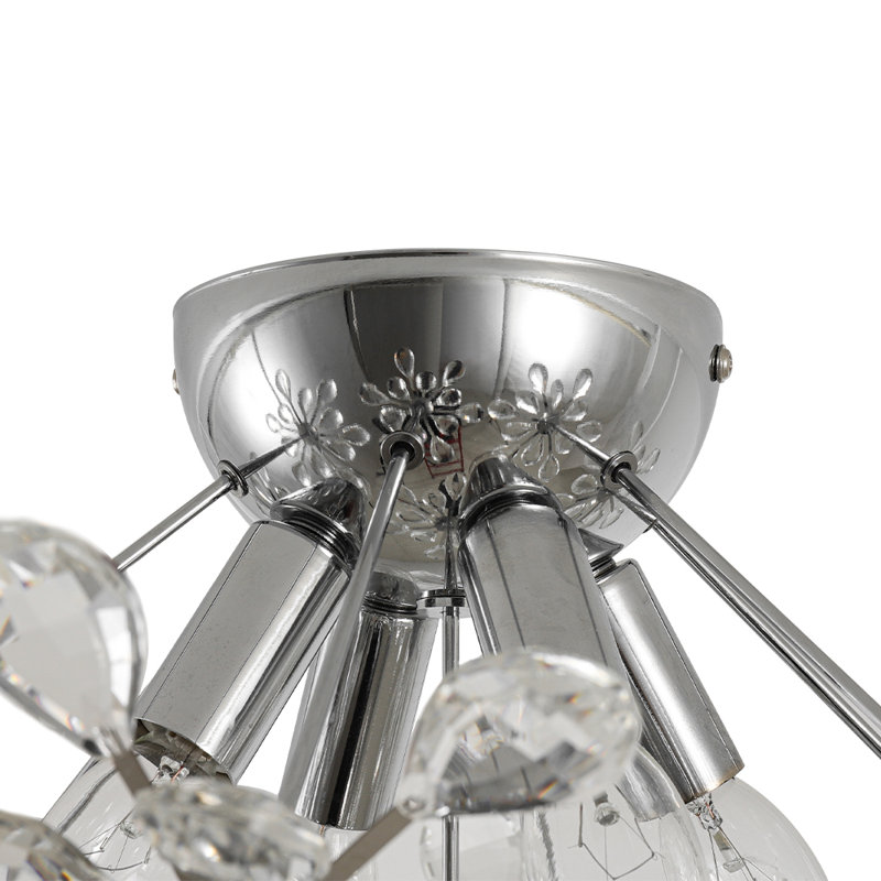Plafonnier semi-encastré moderne à 4 lumières en forme de fleur de cristal de pissenlit