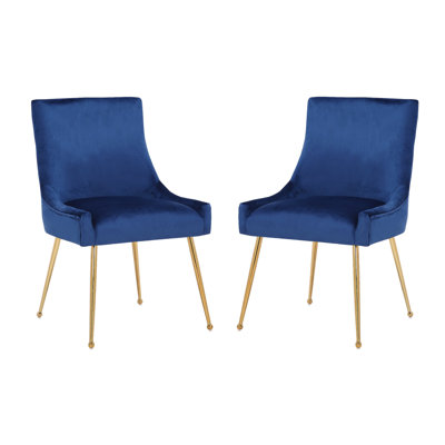 Chaise parsons rembourrée en velours bleu Clairsville