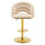 Ensemble de 2 tabourets de bar beige en velours à chaîne boule avec pieds dorés, capitonné moderne réglable pour la cuisine et la maison
