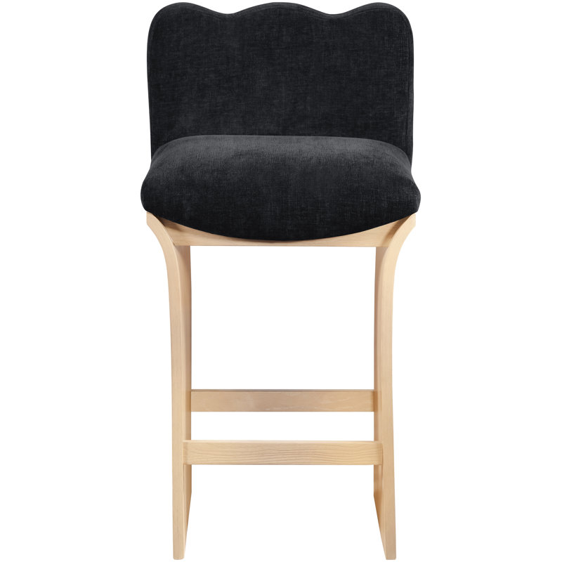 Tabouret de comptoir Shaw Cassady, Tissu chenille noir, Naturel