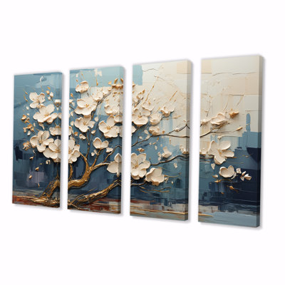 Ensemble d'orchidées blanches et bleues avec jardin 4 branches
