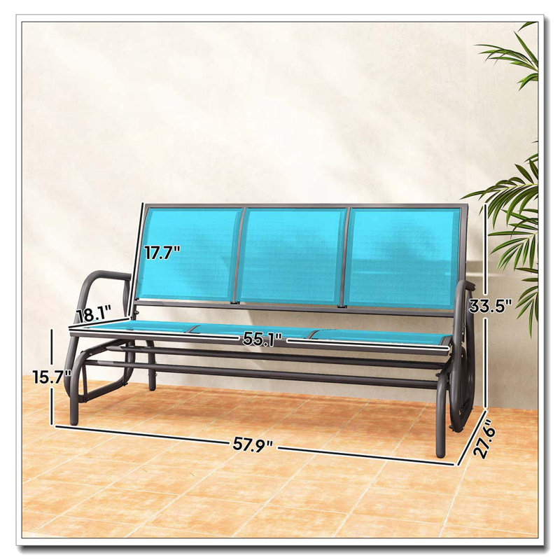 3-Person Porch Glider Swing with Breathable Mesh Fabric