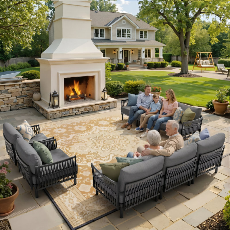 8 Person Outdoor Patio Sectional Sofa Set, Gray