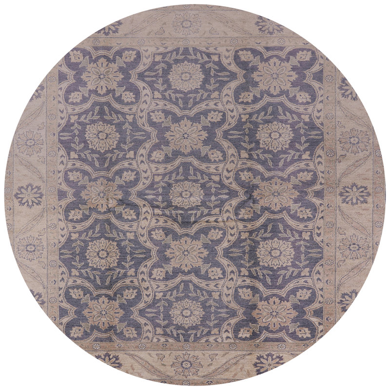 Tapis brun / bleu Garrison, Rond 7 pi