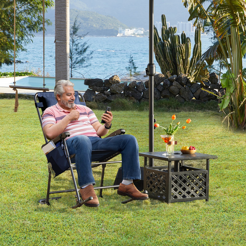Chaise berçante d'extérieur pliable en acier, Marine