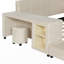 Lit tapissier en velours avec bureau de chevet et petit tabouret rond-811936898-811936897