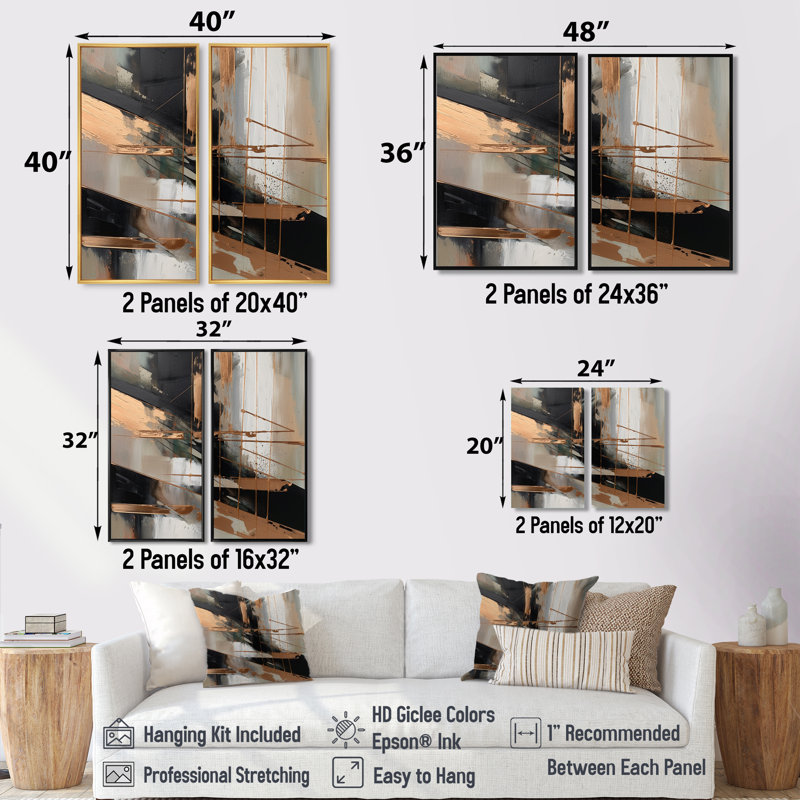 Brun et noir au-delà des limites III - art mural moderne, 20" H x 24" W, Brown, Impression encadrée flottante