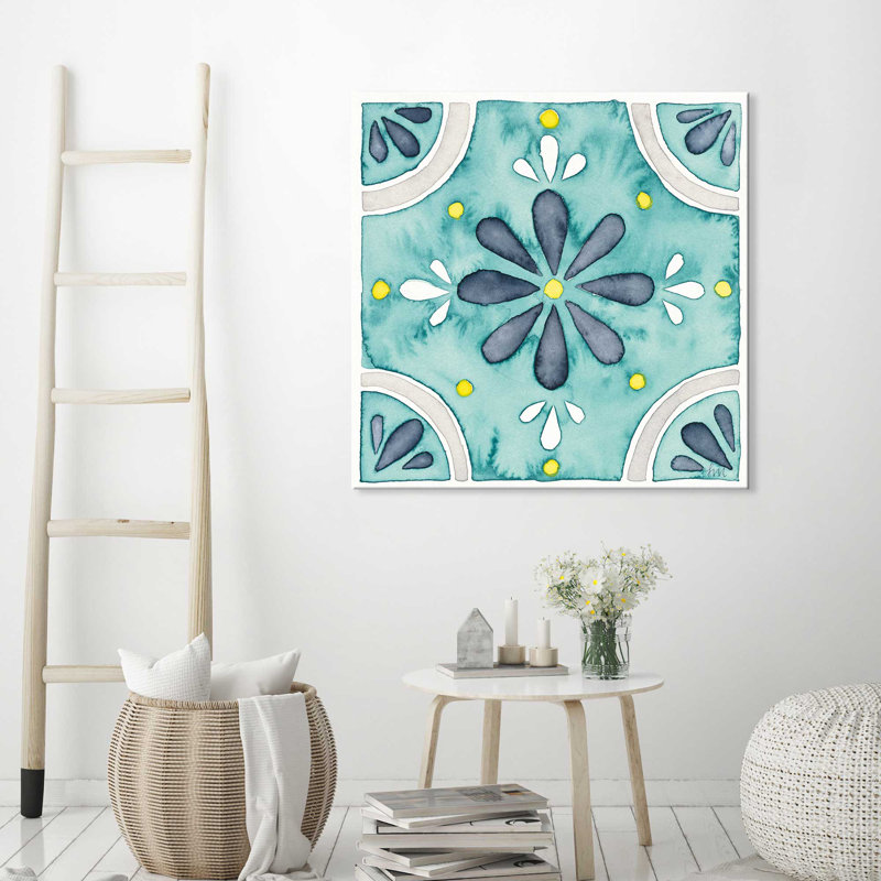 « jardin escapade tile i », reproduction de peinture à l’aquarelle sur toile encadrée, H 18 po x l 18 po x P 1 po
