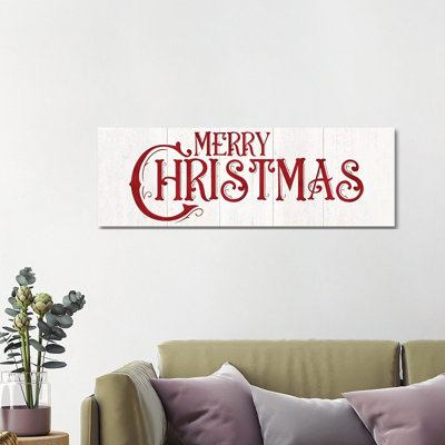 Vintage Christmas Signs Panel I-Merry Christmas by Tara Reed - Wrapped Canvas Panoramic Print