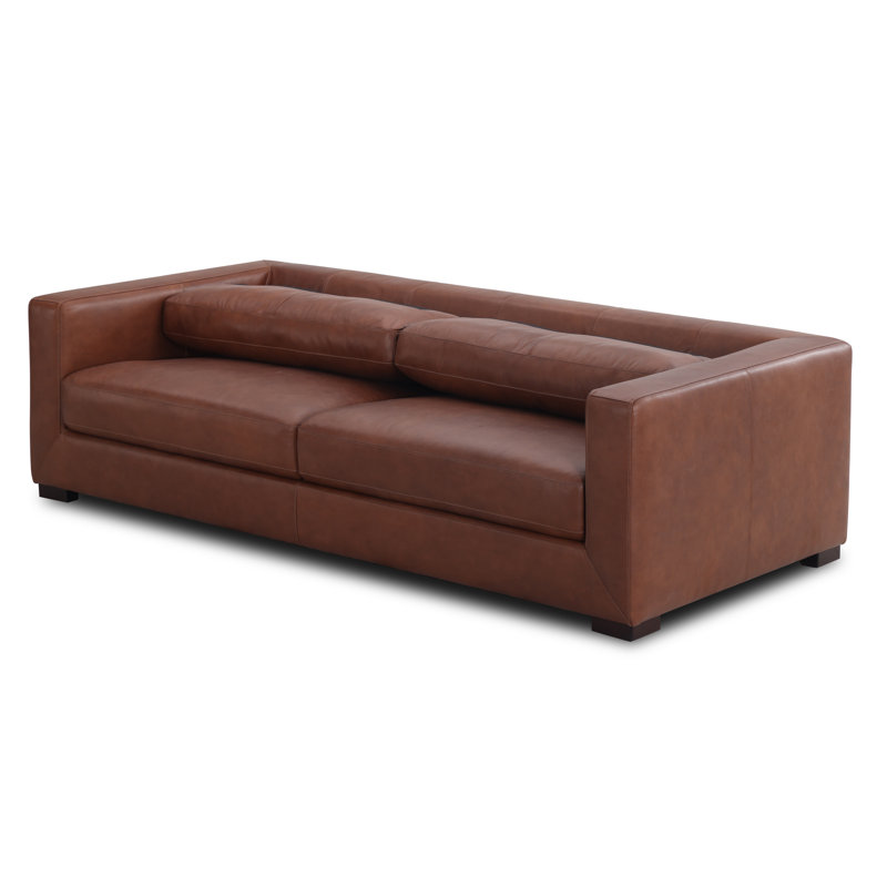  91'' Top Grain Genuine Leather Sofa, Vintage Brown Top Grain Genuine Leather