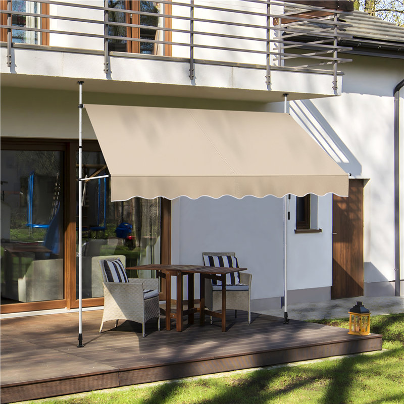 2.5m L Manual Retractable Awning with Adjustable Angle & Height, Beige