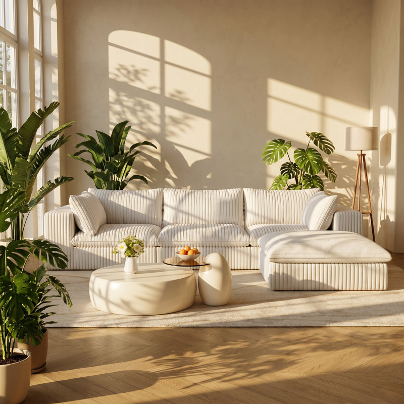 Canapé modulaire en tissu velours côtelé 4 places l 78,8 po x P 118,2 po x H 24,0 po Cloud
