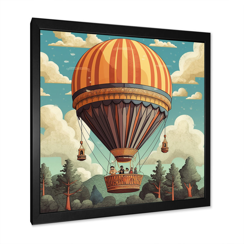 Montgolfière flottante Dreamscape - impression, Cadre simple noir, H 16 po x l 16 po x P 1 po