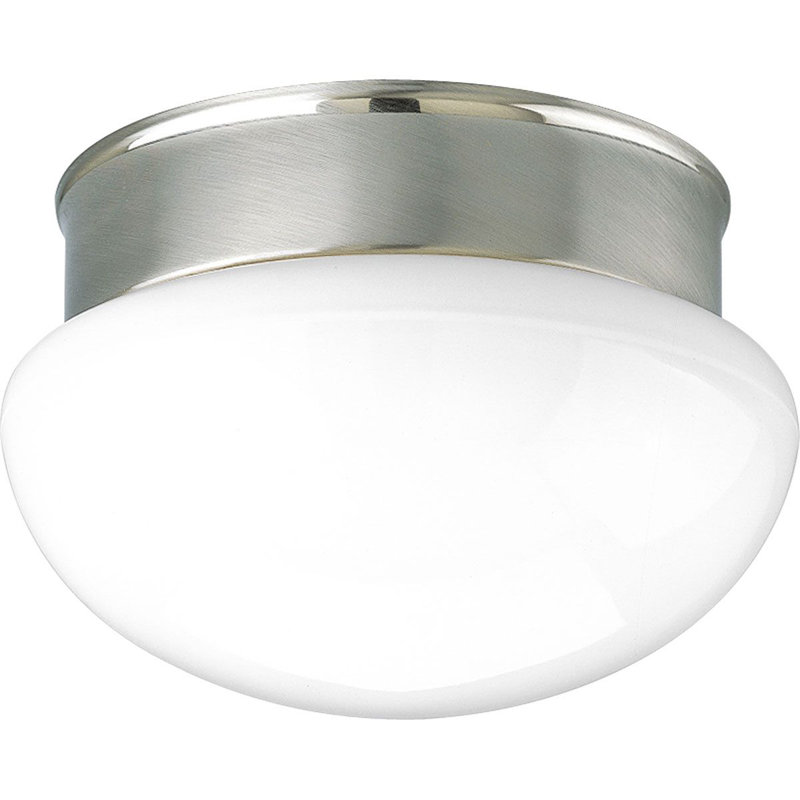 Hucksley Glass Flush Mount, Brushed Nickel, 5.25" H  x 9.5" Diameter