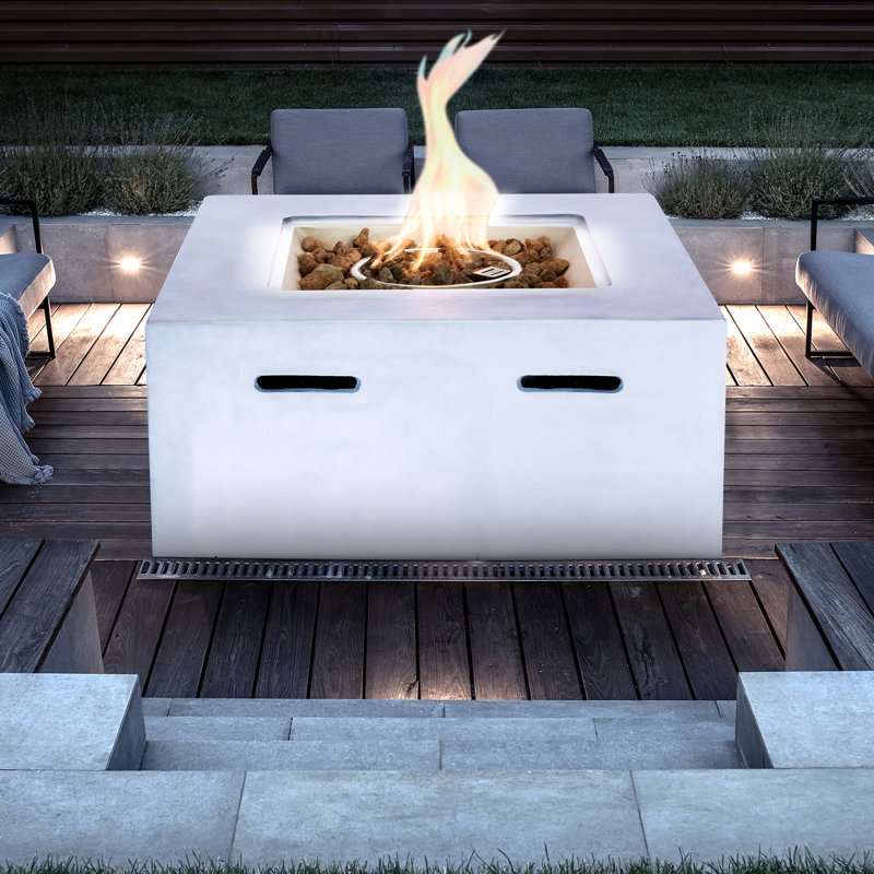 Square Stainless Steel Propane Fire Pit Table
