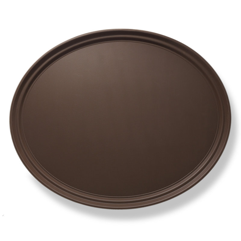 29" Oval Non-Skid Serving Trays, NSF Certified, Brown