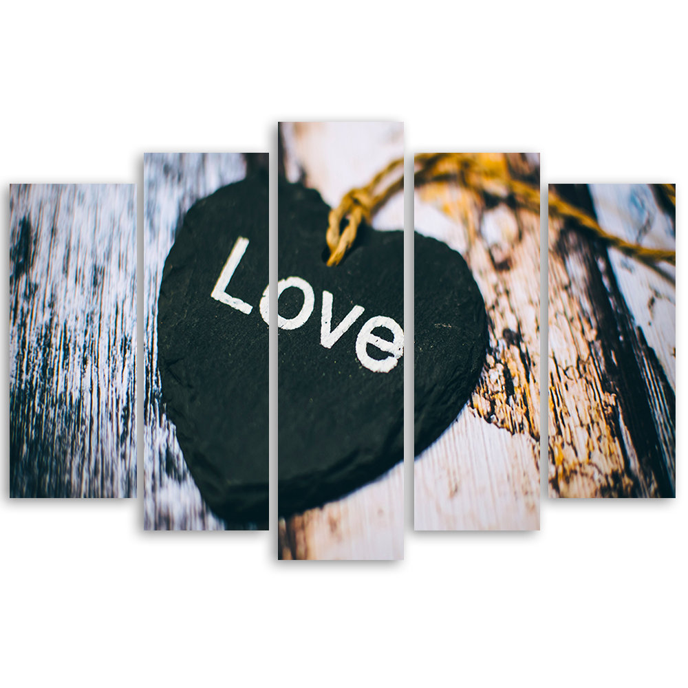 Leinwandbild Herz Holz Liebe Shabby