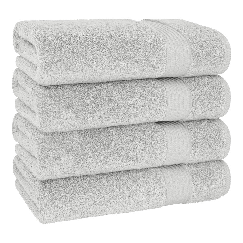 Ensemble de serviettes de bain 100% coton turque 4 pièces, serviettes de bain douces et absorbantes, Gris argenté