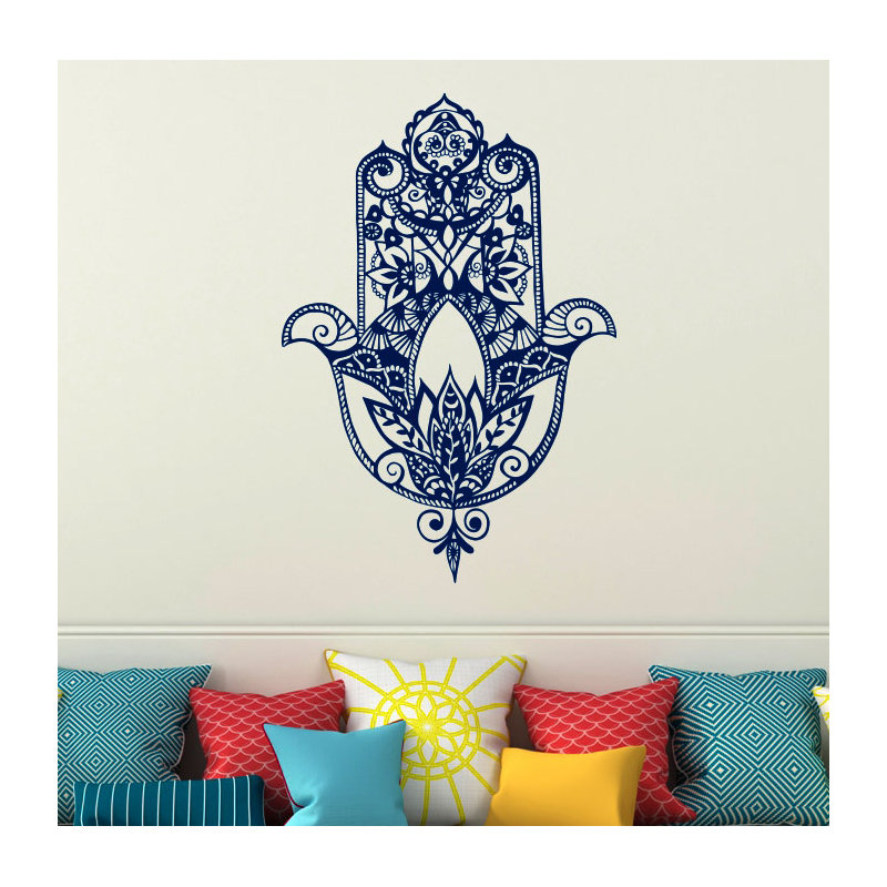 Décalcomanie murale main fatima, Bleu, H 32 po x l 22 po